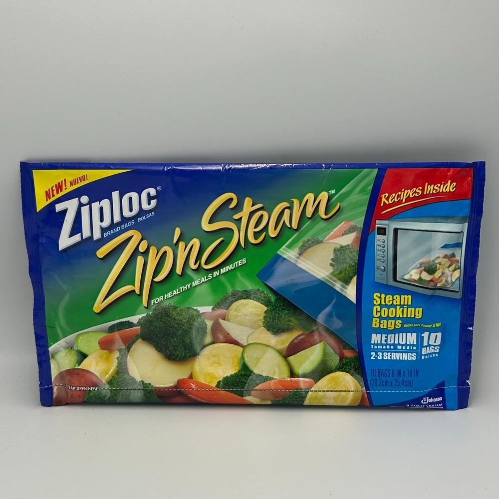 Ziploc‎ Zip N Steam Cooking Bags MEDIUM 10 Bags Discontinued New Sealed